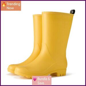 Women's Wide Calf Rain Boots Waterproof PVC Outdoor Gardening Work Shoes
